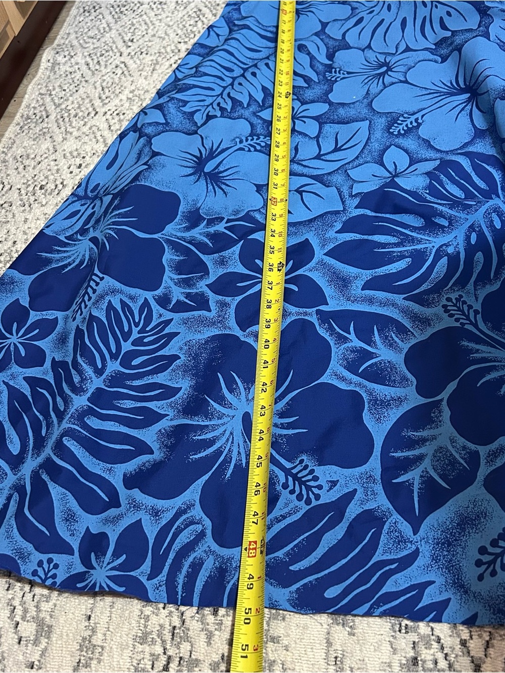 Hawaiian Dress Mumu by Smart Design Blue Tropical Floral Size XL Made in Hawaii - Picture 9 of 9